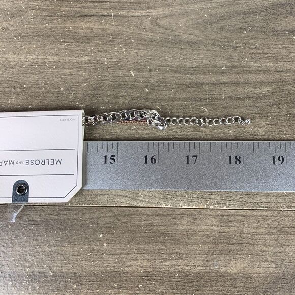 Melrose and Market Silver Rose Gold Dual Layer Chain Necklace Nickel Free NWT - Picture 5 of 6